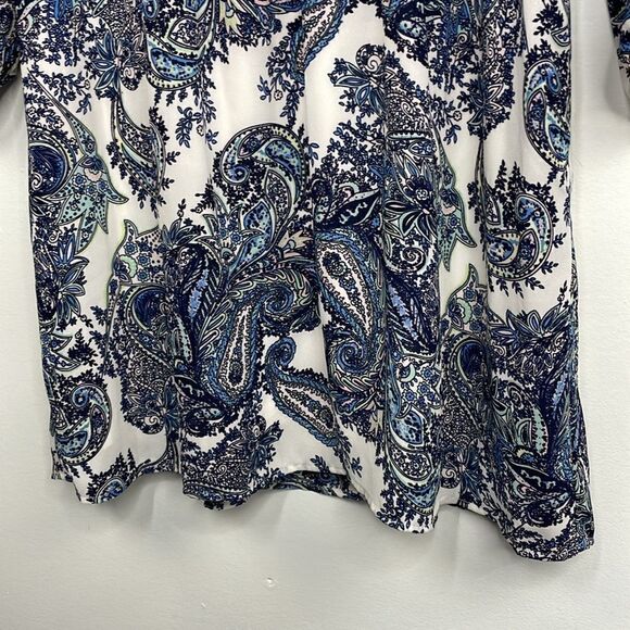 DR2 Shift Dress Paisley Print front tussles split sleeves size Medium - Picture 9 of 16